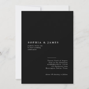 Classic Minimalist Black & White Wedding Invitation