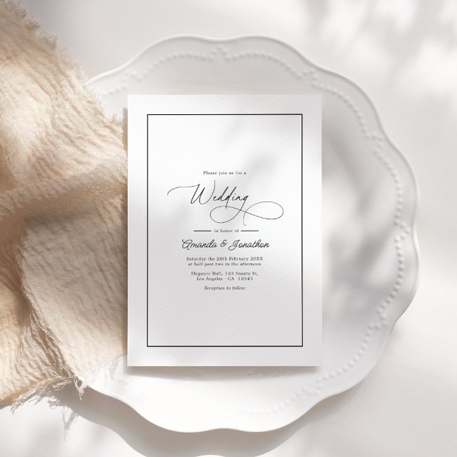 Classic Minimalist Black & White Wedding QR Code Invitation (Classic Minimalist Black & White Wedding QR Code Invitation)