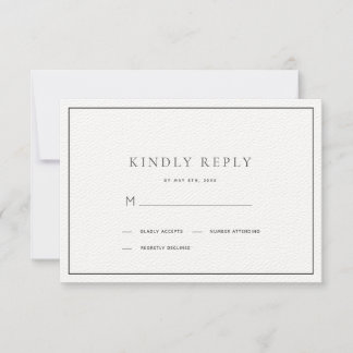 Classic Minimalist Black & White Wedding RSVP Card