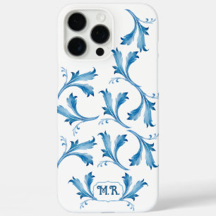 Classic Minimalist Blue Tile Leaf Ornaments iPhone 16 Pro Max Case