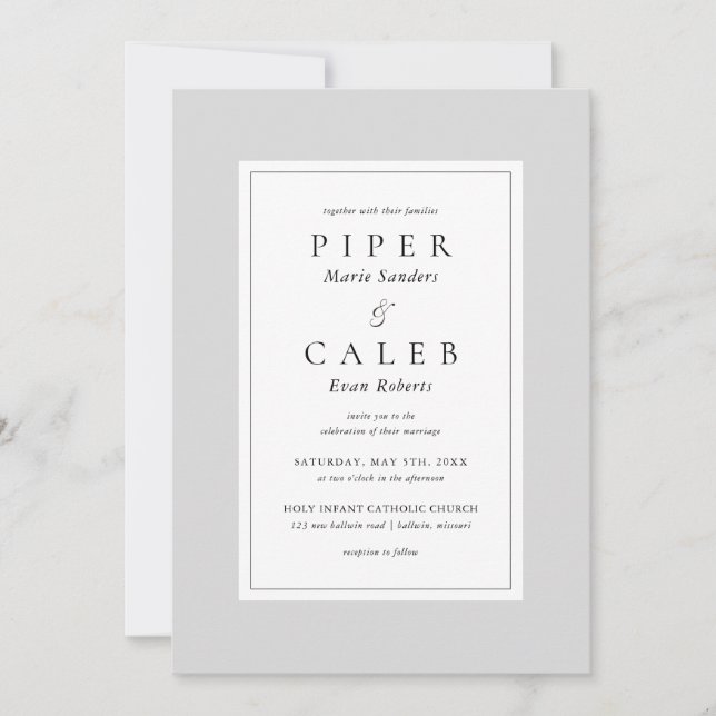 Classic Minimalist Border Wedding Invitation (Front)