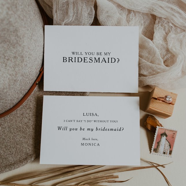 Classic Minimalist Bridesmaid Proposal Card (Creator Uploaded)