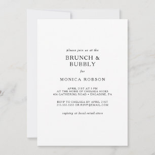 Classic Minimalist Brunch and Bubbly Shower Invitation