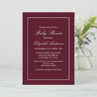 Classic Minimalist Burgundy Baby Shower Invitation