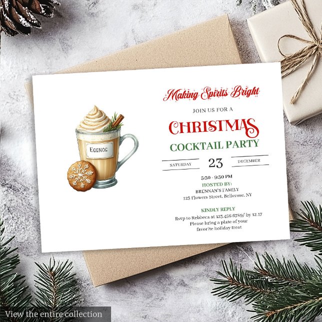 Classic minimalist christmas cocktails party  invitation (Classic minimalist christmas cocktails party invitation

)