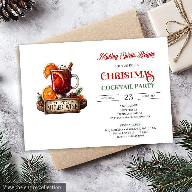 Classic minimalist Christmas cocktails party Invitation (Classic minimalist Christmas cocktails party invitation

)