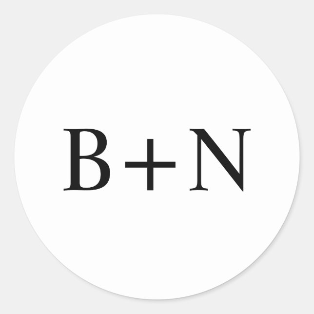 Classic Minimalist Custom Monogram Wedding Round Sticker (Front)