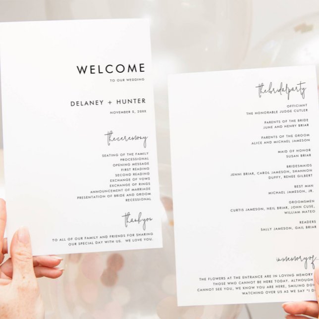 Classic Minimalist Custom Wedding Paper Program (Creator Uploaded)