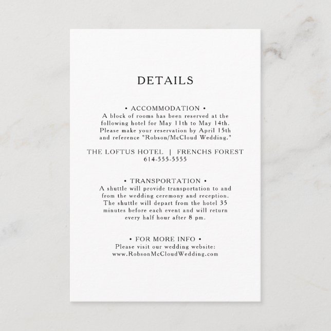 Classic Minimalist Details Enclosure Card (Front)
