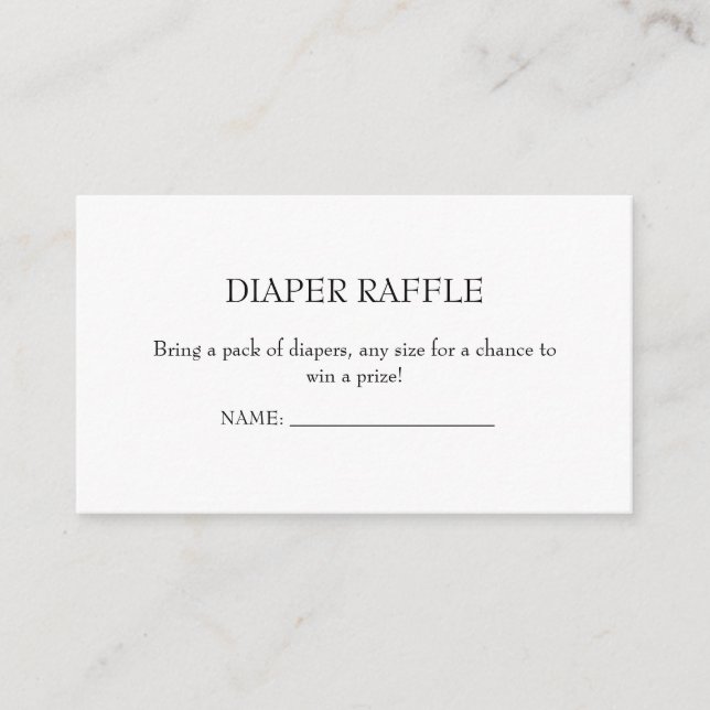 CLASSIC Minimalist Elegance Diaper Raffle  Enclosure Card (Front)