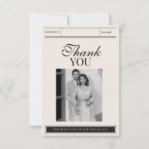 Classic Minimalist Elegant Photo Wedding Thank You Card