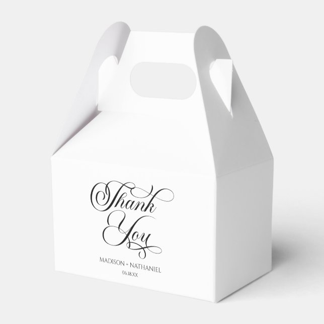 Classic Minimalist Elegant Script Wedding Favour Box (Front Side)
