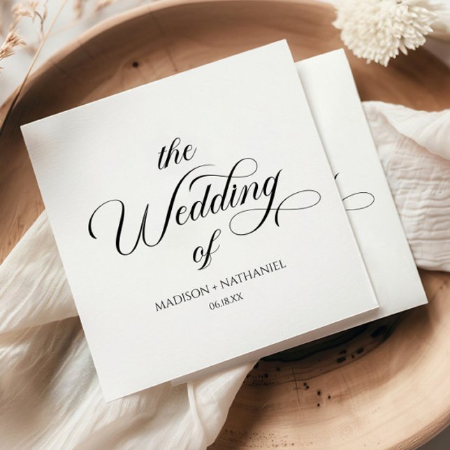Classic Minimalist Elegant Script Wedding Napkin (Creator Uploaded)