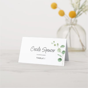 Classic Minimalist Eucalyptus Formal Wedding  Place Card