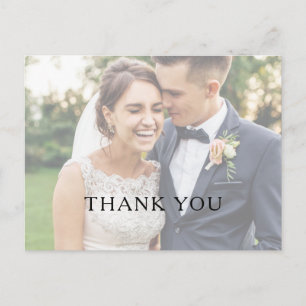 Classic Minimalist Faded Photo Wedding Thank You Postcard