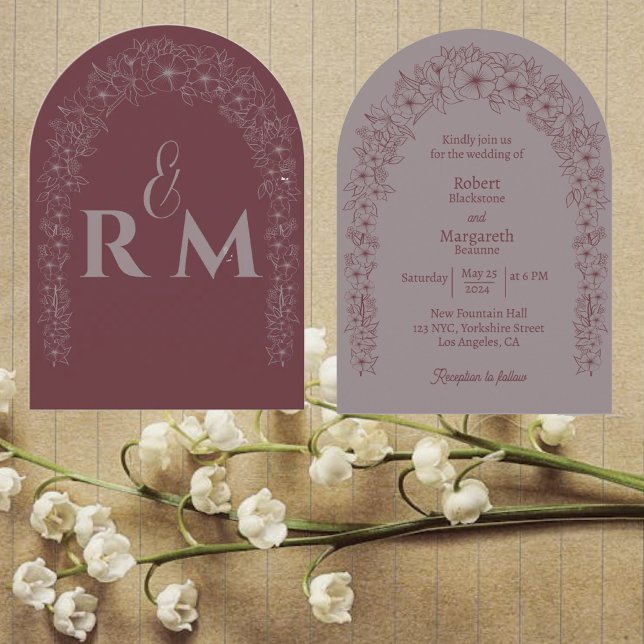 Classic Minimalist Floral Gate Arch Wedding  Invitation (Creator Uploaded)