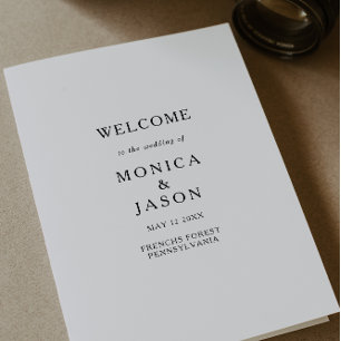 Classic Minimalist Folded Wedding Program Programme