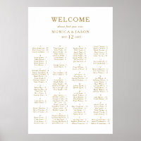 Classic Minimalist Gold Alphabetical Seating Chart