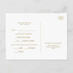 Classic Minimalist Gold Menu Choice RSVP Card