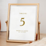 Classic Minimalist Gold Table Number<br><div class="desc">This classic minimalist gold table number is great for a simple and elegant wedding. The gold vintage typography gives it a classy formal touch. Keep it as is,  or choose to personalise it with artwork or graphics of your choice.</div>