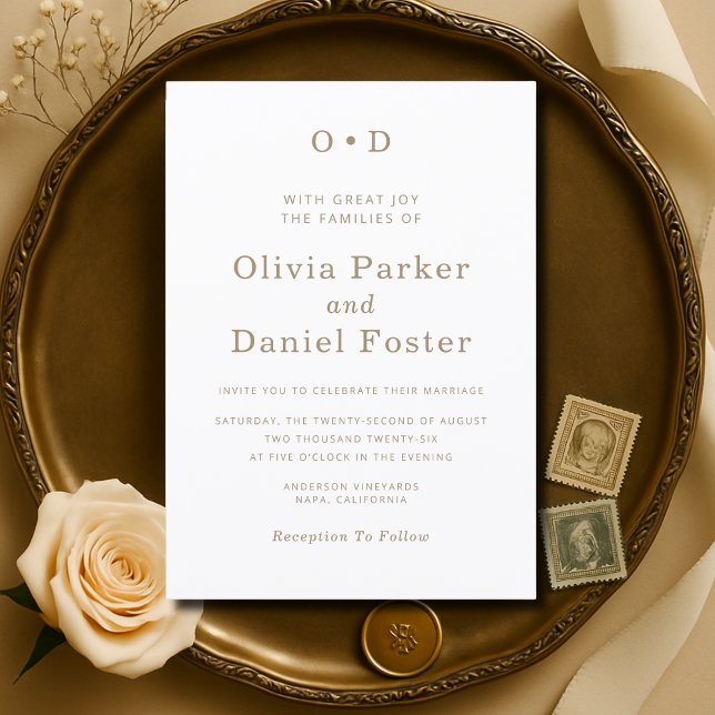 Classic Minimalist Gold Typography Wedding Invitation (Creator Uploaded)