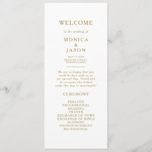Classic Minimalist Gold Wedding Program Programme