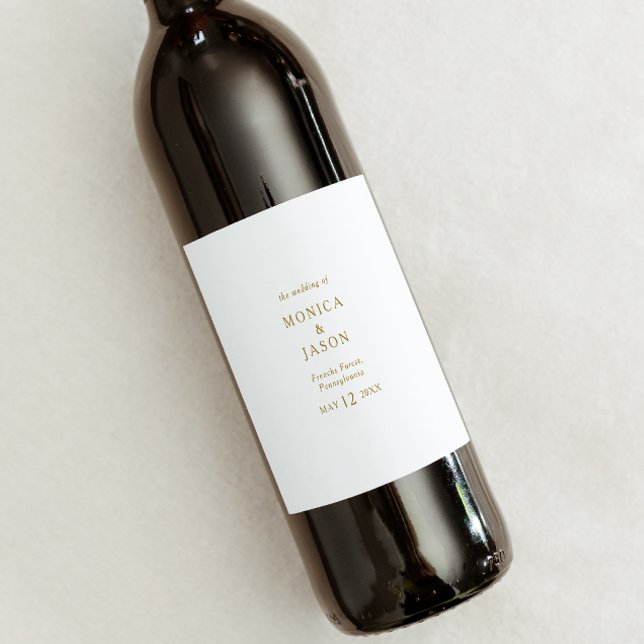 Classic Minimalist Gold Wedding Wine Label (Creator Uploaded)
