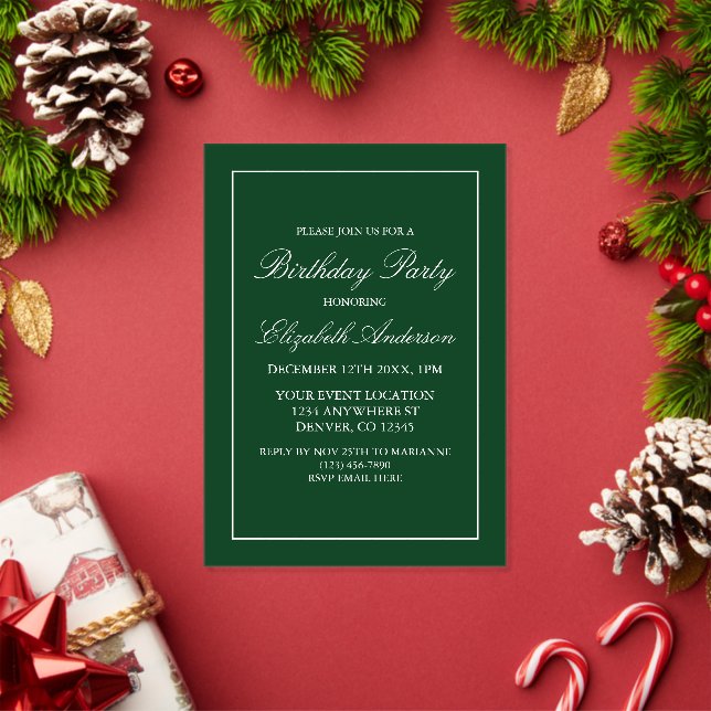 Classic Minimalist Green Birthday Invitation (Insitu (Holiday))