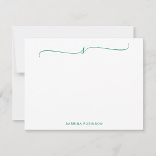 Classic Minimalist Green Calligraphy Card