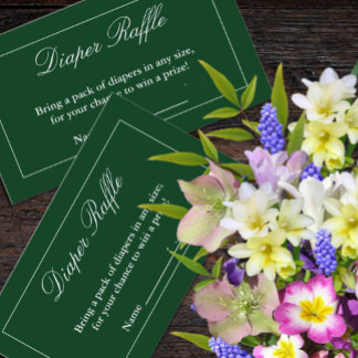 Classic Minimalist Green Diaper Raffle Enclosure Card