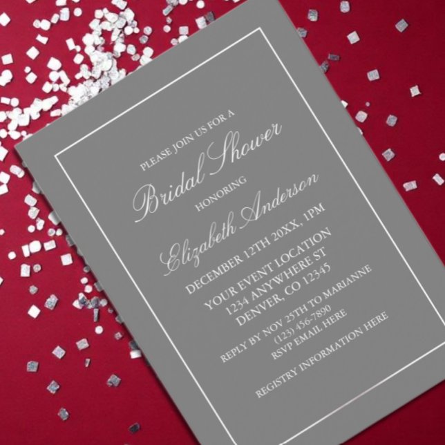 Classic Minimalist Grey Bridal Shower Invitation (Creator Uploaded)