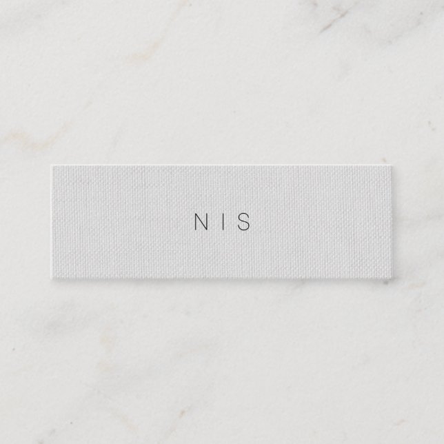 Classic Minimalist Grey Linen Background Beauty Mini Business Card (Front)