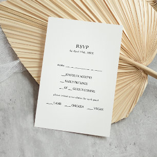Classic Minimalist Menu Choice RSVP Card