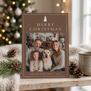 Classic Minimalist Merry Christmas Photo - Brown Holiday Card