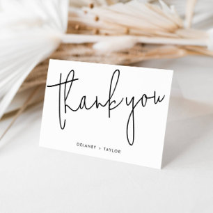 Classic Minimalist Mixed Font Simple Black White Thank You Card