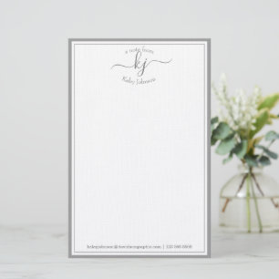 Classic Minimalist Monogram Light Grey Frame Stationery