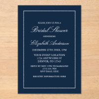 Classic Minimalist Navy Blue Bridal Shower