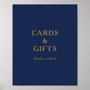 Classic Minimalist Navy Blue Gold Cards and Gifts  Poster