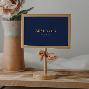 Classic Minimalist Navy Blue   Gold Reserved Sign