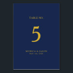 Classic Minimalist Navy Blue | Gold Table Number<br><div class="desc">This classic minimalist navy blue | gold table number is great for a simple modern romantic and elegant wedding. The dark navy blue colour palette and minimal vintage typography give it a classy chic formal touch. The design is flexible, perfect for a basic contemporary evening, spring, fall, summer, or winter...</div>