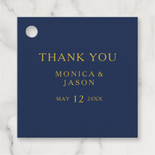 Classic Minimalist Navy Blue Gold Thank You Favour Tags