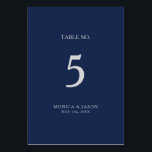 Classic Minimalist Navy Blue | Silver Table Number<br><div class="desc">This classic minimalist navy blue | silver table number is great for a simple modern romantic and elegant wedding. The dark navy blue colour palette and minimal vintage typography give it a classy chic formal touch. The design is flexible, perfect for a basic contemporary evening, spring, fall, summer, or winter...</div>