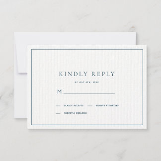 Classic Minimalist Navy Blue Wedding RSVP Card