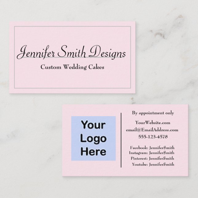 Classic Minimalist Pink Home Based Business Card (Front/Back)