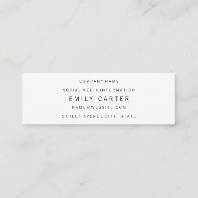 Classic Minimalist Professional Mini Business Card (Front)
