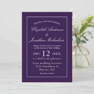 Classic Minimalist Purple Wedding Invitation