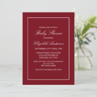 Classic Minimalist Red Baby Shower Invitation