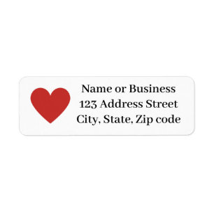 Classic Minimalist Red Heart Name Mailing Address
