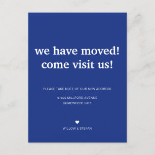 Classic Minimalist Royal Blue We've Moved Moving Announcement Postcard
