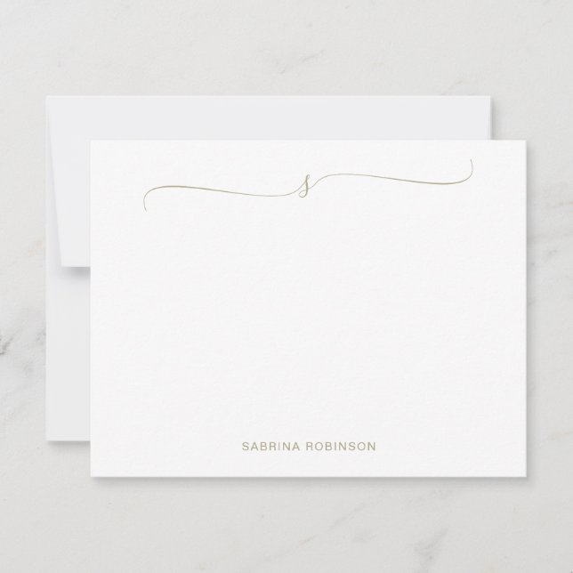 Classic Minimalist Sage Green Calligraphy Card (Front)